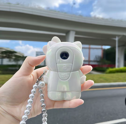 Ice-Cracked KT Cat Silicone Car Key Case – Full Cover, Push-Button Start