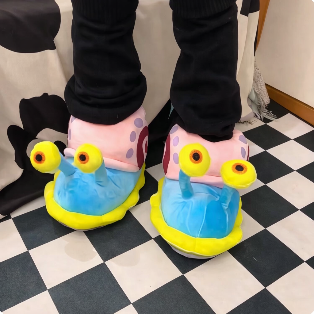 SpongeBob Gary Snail Slippers - Cute Plush Character House Shoes