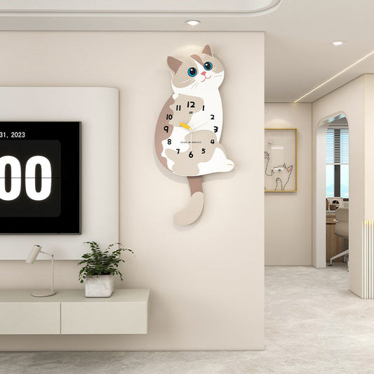 Cat Shaped Wall Clock - Cute Bedroom
Decor Clock with Silent Movement