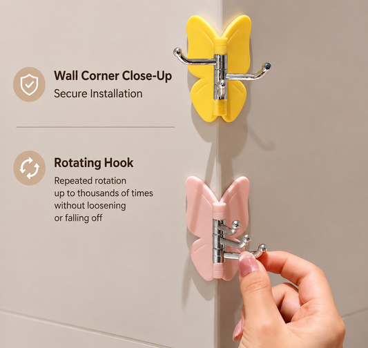 Butterfly Triple Hook, No-Drill Adhesive Wall Hook
