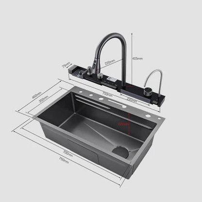 Modern Waterfall Sink with Temperature Display