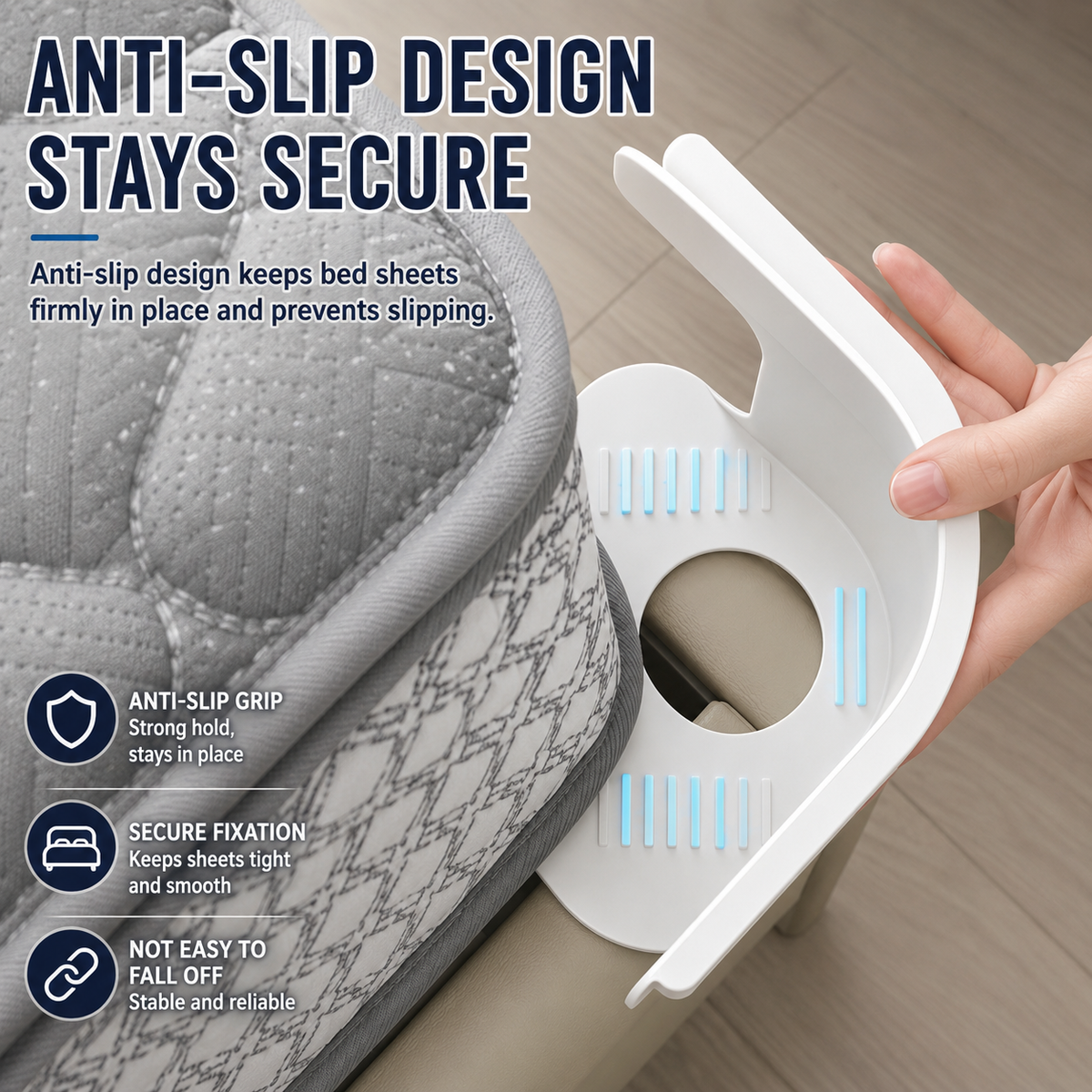 Invisible Needle-Free Bed Sheet Fasteners – Simple, Detachable Anti-Slip Sheet & Mattress Protector Clips