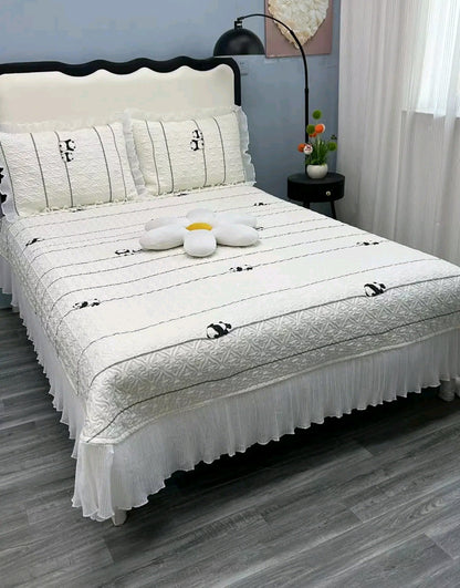 Fairy Lace USA-Style Double-Sided Quilted Cotton Bedspread – Princess Non-Slip Thick Bed Sheet