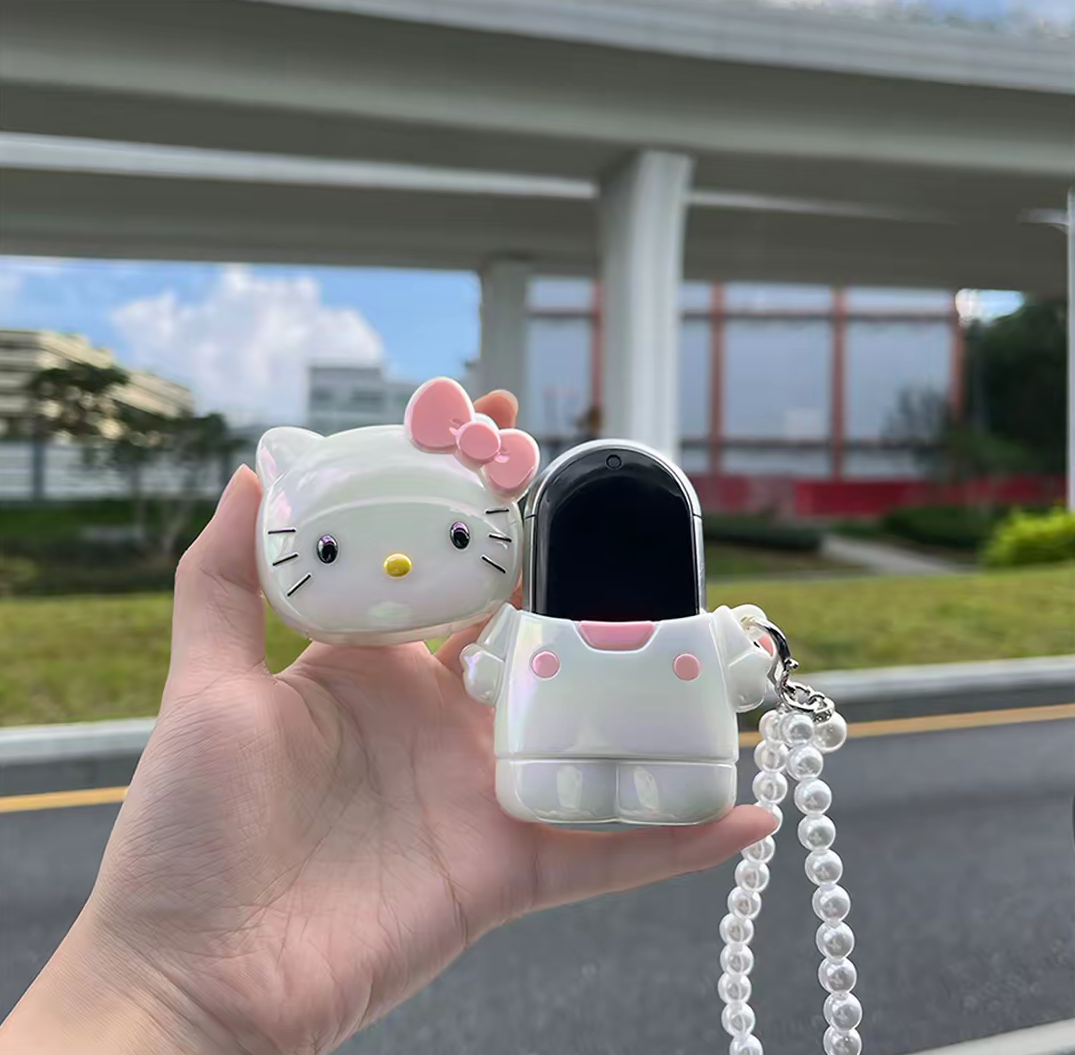 Ice-Cracked KT Cat Silicone Car Key Case – Full Cover, Push-Button Start