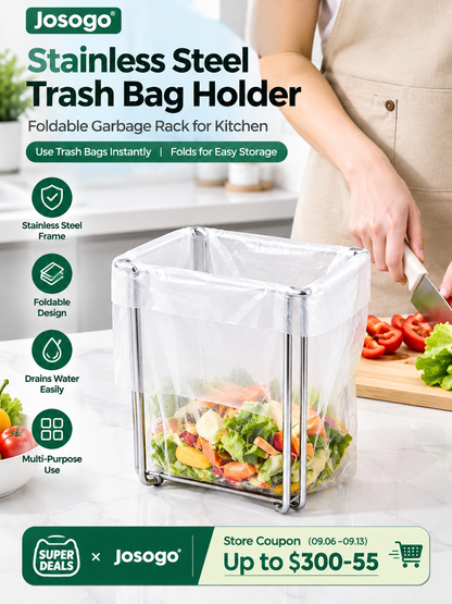Stainless Steel Kitchen Trash Bag Holder – Multi-Functional Countertop Waste Rack
