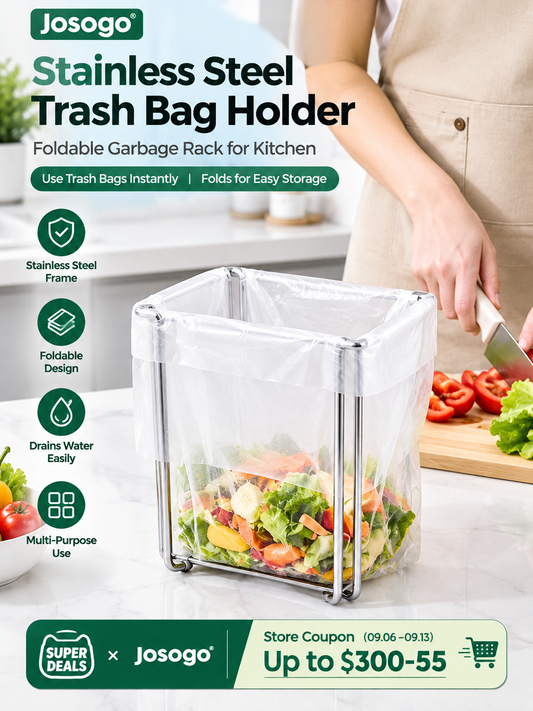 Stainless Steel Kitchen Trash Bag Holder – Multi-Functional Countertop Waste Rack