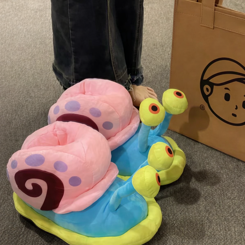 SpongeBob Gary Snail Slippers - Cute Plush Character House Shoes