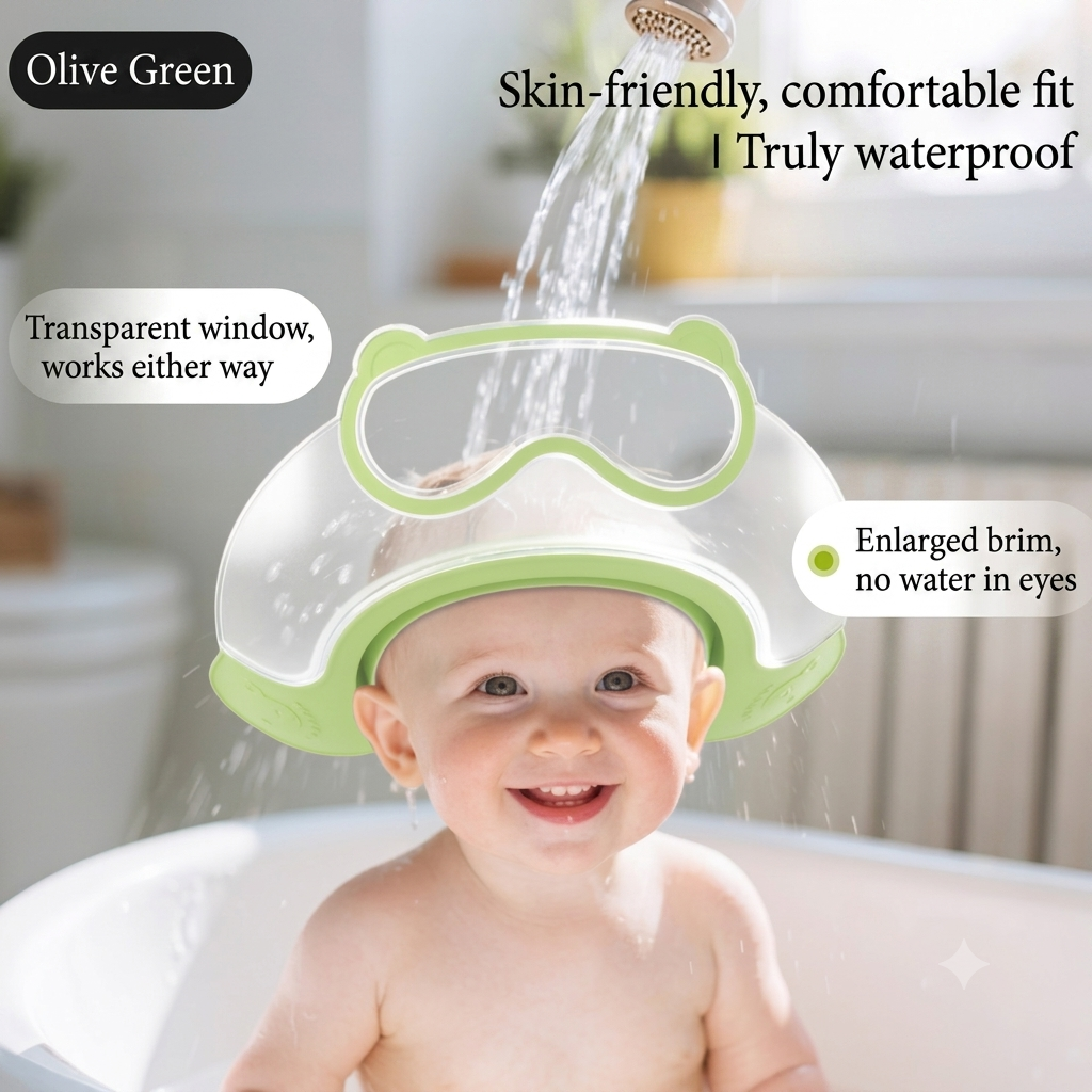 Baby Shampoo Shield – Waterproof Hair Washing Cap with Ear Protection for Kids