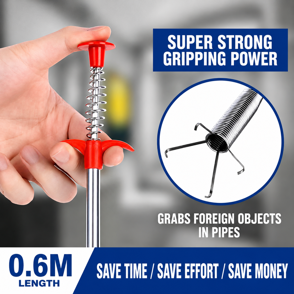 Professional Drain Cleaning Tool for Unclogging Kitchen Sinks, Bathroom Drains, and Blocked Toilets