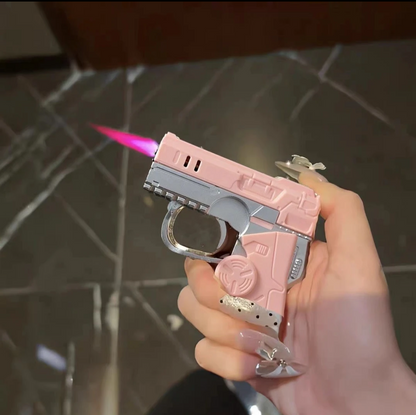Rotating Gyro Deformable Refillable Pink Flame Lighter – Innovative, Creative, Unique Trendy Toy