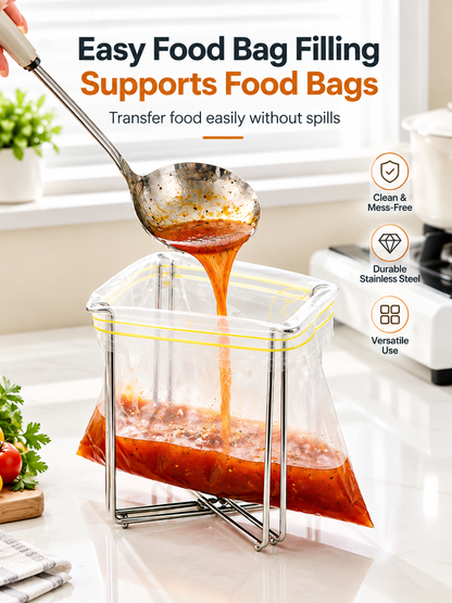 Stainless Steel Kitchen Trash Bag Holder – Multi-Functional Countertop Waste Rack