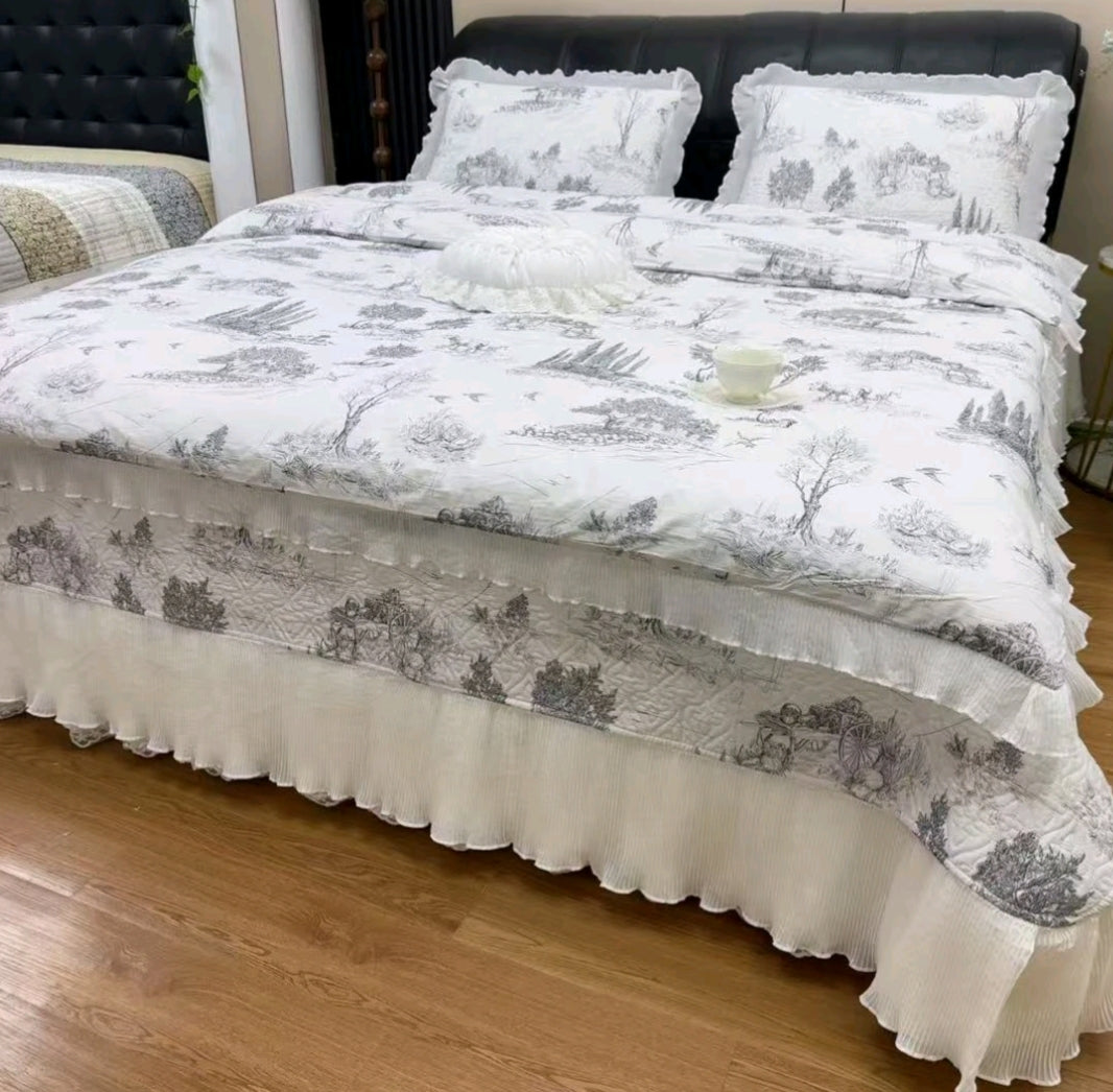 Fairy-style pure quilted non-slip cotton bedspread 🌸
100% cotton bed skirt with a princess vibe, trendy lace, and a fresh, chic look.
