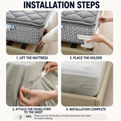 Invisible Needle-Free Bed Sheet Fasteners – Simple, Detachable Anti-Slip Sheet & Mattress Protector Clips