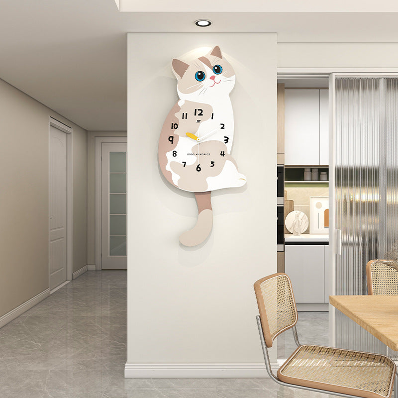 Cat Shaped Wall Clock - Cute Bedroom
Decor Clock with Silent Movement