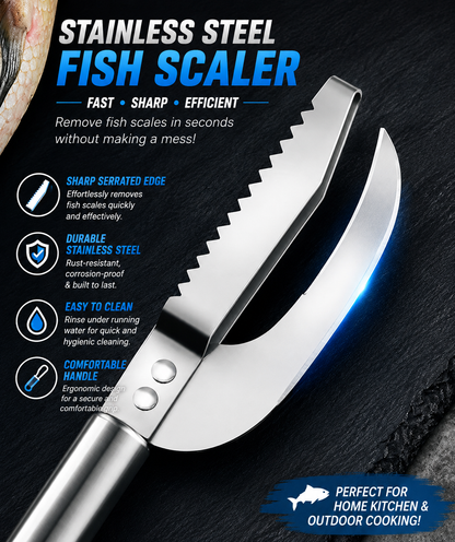 Stainless Steel Fish Scaler & Gutting Tool – Heavy-Duty Fish Cleaner