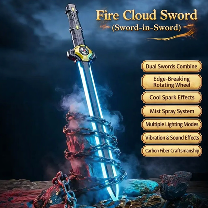FireCloud Dual Blade Sword – LED Light, Split-in-Two, Sound & Spark Effects