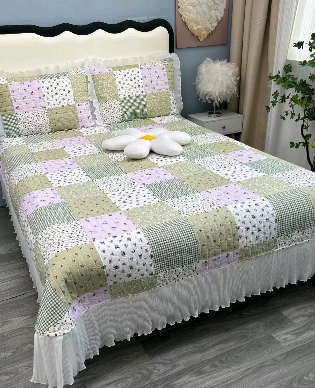 Fairy Lace USA-Style Double-Sided Quilted Cotton Bedspread – Princess Non-Slip Thick Bed Sheet