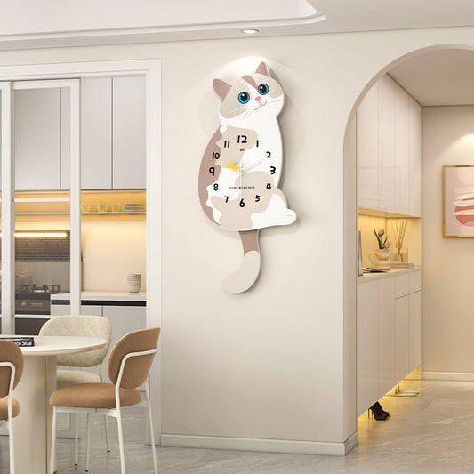 Cat Shaped Wall Clock - Cute Bedroom
Decor Clock with Silent Movement