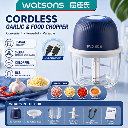 PANIDI Wireless Mini Food Processor – Compact Electric Garlic Masher, Multi-Function Chopper for Garlic, Minced Meat & Vegetables