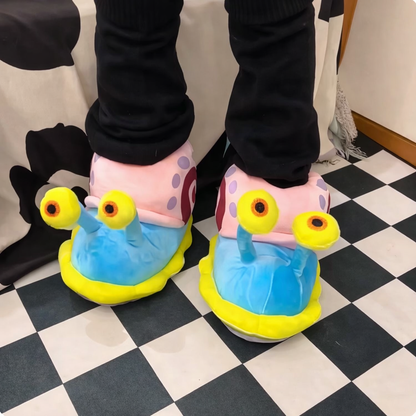 SpongeBob Gary Snail Slippers - Cute Plush Character House Shoes