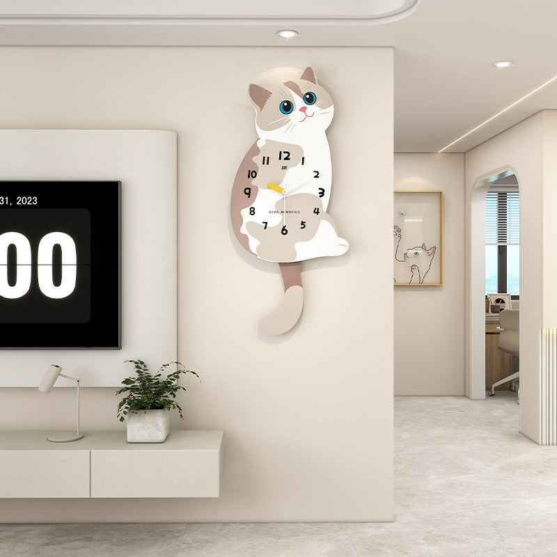 Cat Shaped Wall Clock - Cute Bedroom
Decor Clock with Silent Movement