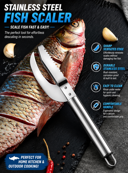 Stainless Steel Fish Scaler & Gutting Tool – Heavy-Duty Fish Cleaner