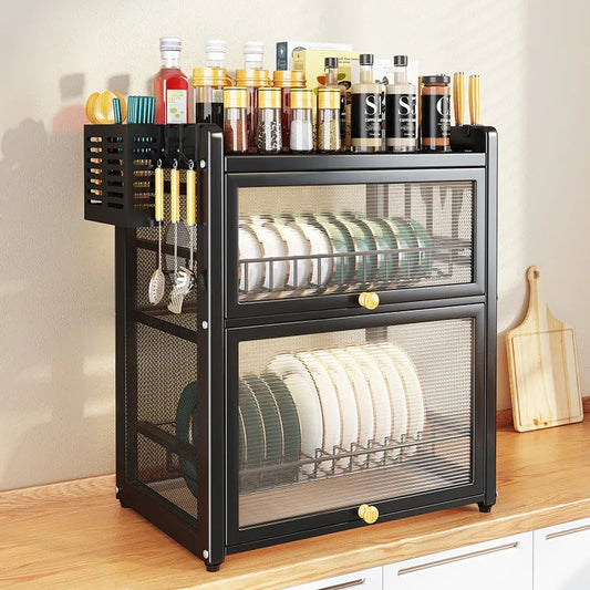 Wonder utopia kitchen Household Dustproof 2 layer Shelf Counter Dish Organize