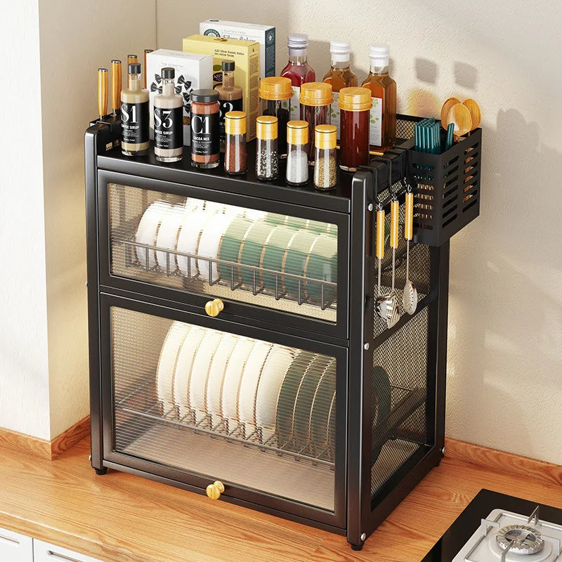 Wonder utopia kitchen Household Dustproof 2 layer Shelf Counter Dish Organize
