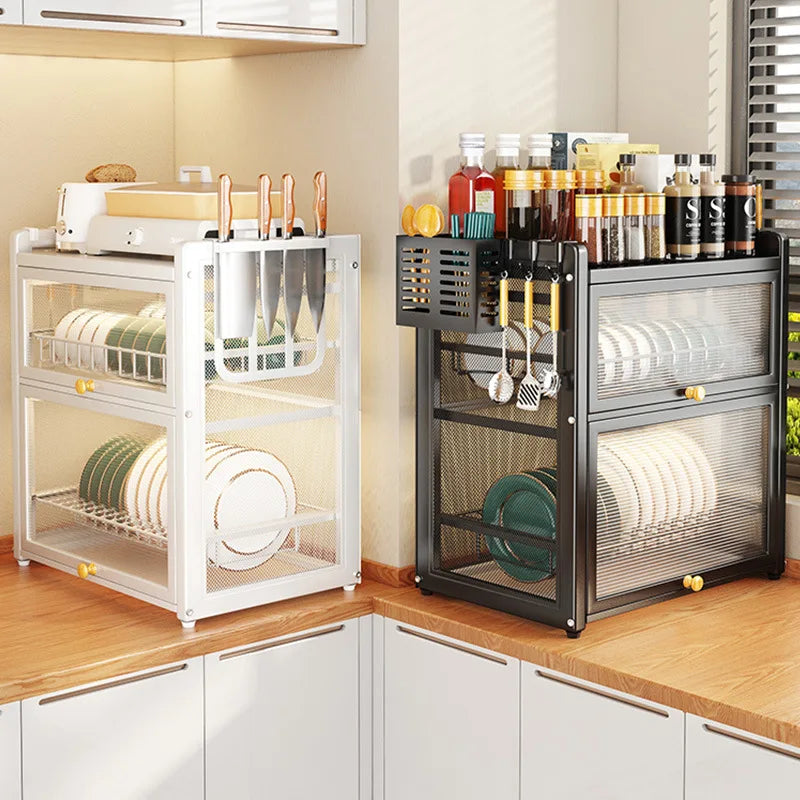 Wonder utopia kitchen Household Dustproof 2 layer Shelf Counter Dish Organize