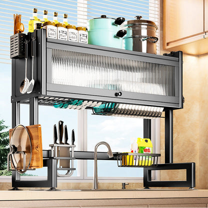 Dish Rack Over The Sink With Cutlery Drainer